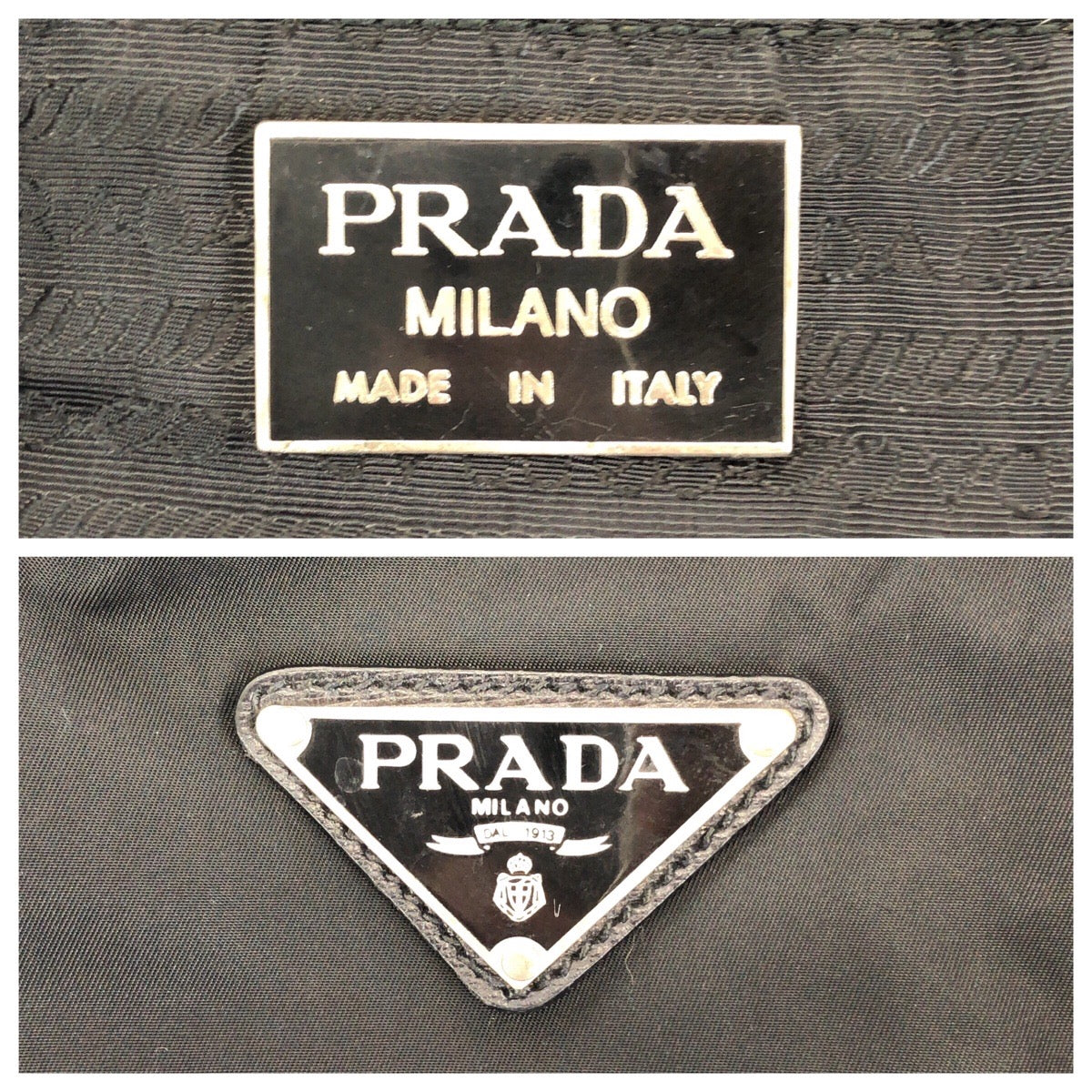 25197
PRADA プラダ テスート サフィアーノ 三角ロゴプレート ブラック 黒 シルバー金具 ナイロン / レザー ボストンバッグ トラベルバッグ 男女兼用 レディース ABP48