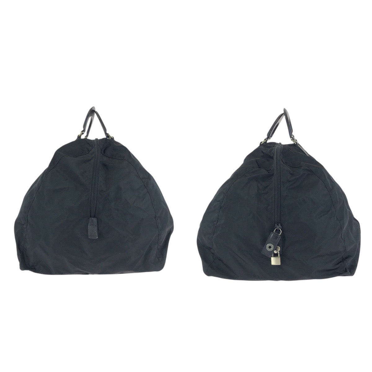 25197
PRADA プラダ テスート サフィアーノ 三角ロゴプレート ブラック 黒 シルバー金具 ナイロン / レザー ボストンバッグ トラベルバッグ 男女兼用 レディース ABP48
