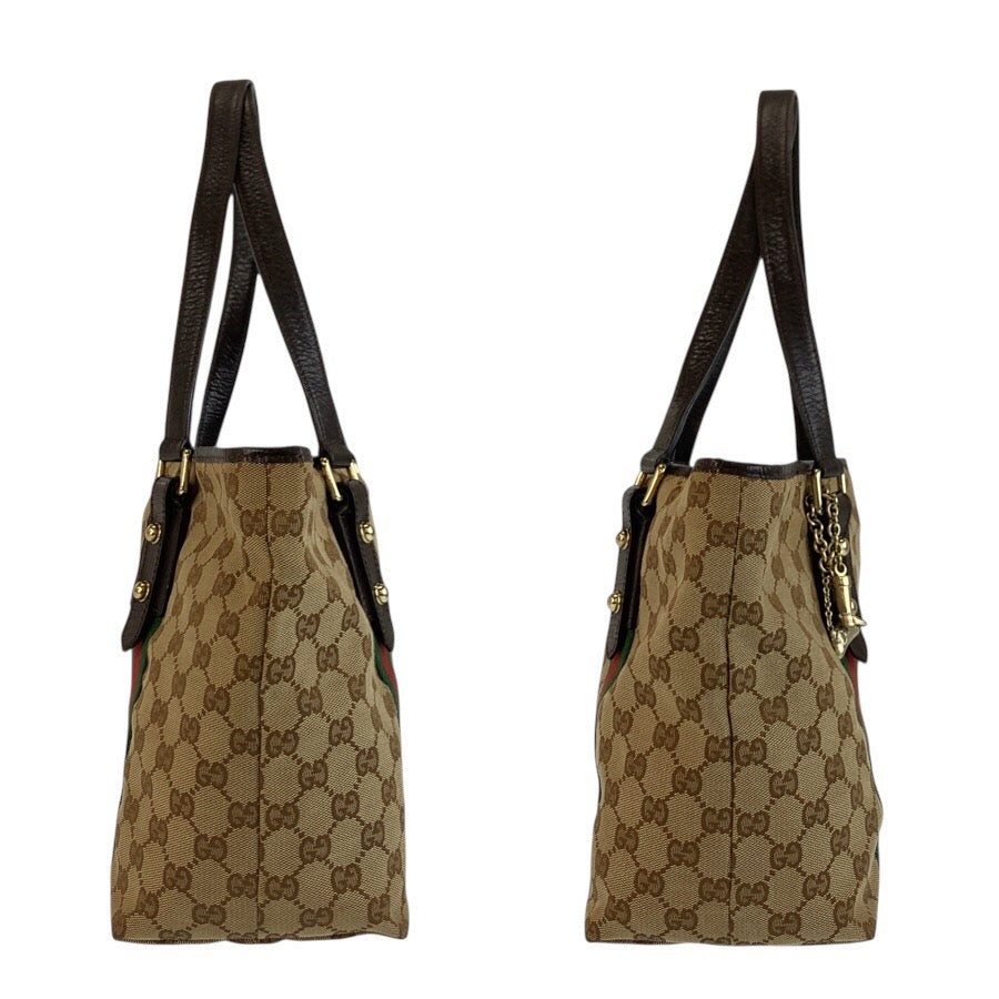 25198
GUCCI グッチ シェリーライン ベージュ ブラウン ゴールド金具 GGキャンバス / レザー 137396 トートバッグ ショルダーバッグ レディース ABP44