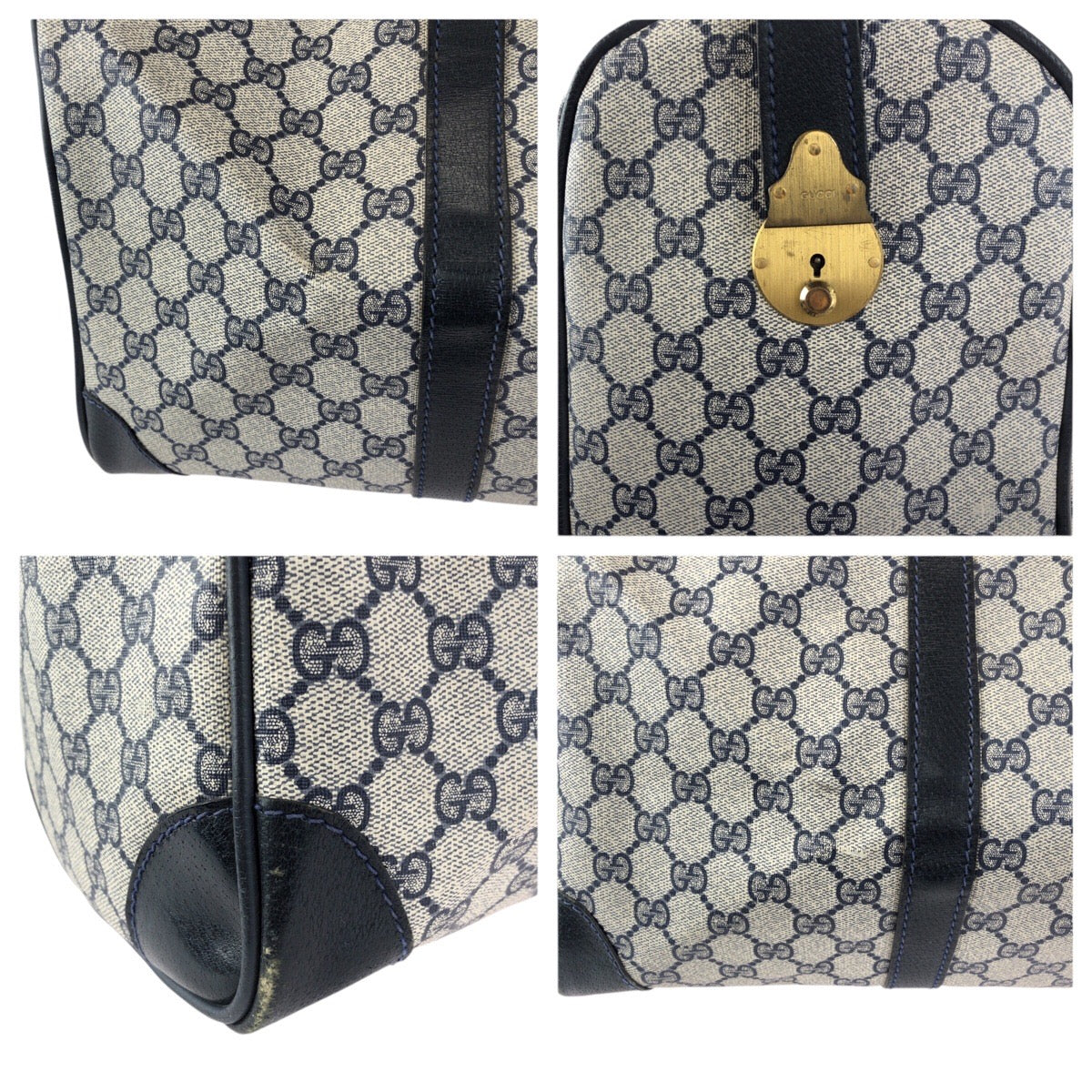 25200
GUCCI グッチ ヴィンテージ オールドグッチ ネイビー ゴールド金具 GGスプリームキャンバス / レザー 58 012 468 45 ボストンバッグ トラベルバッグ レディース AB35