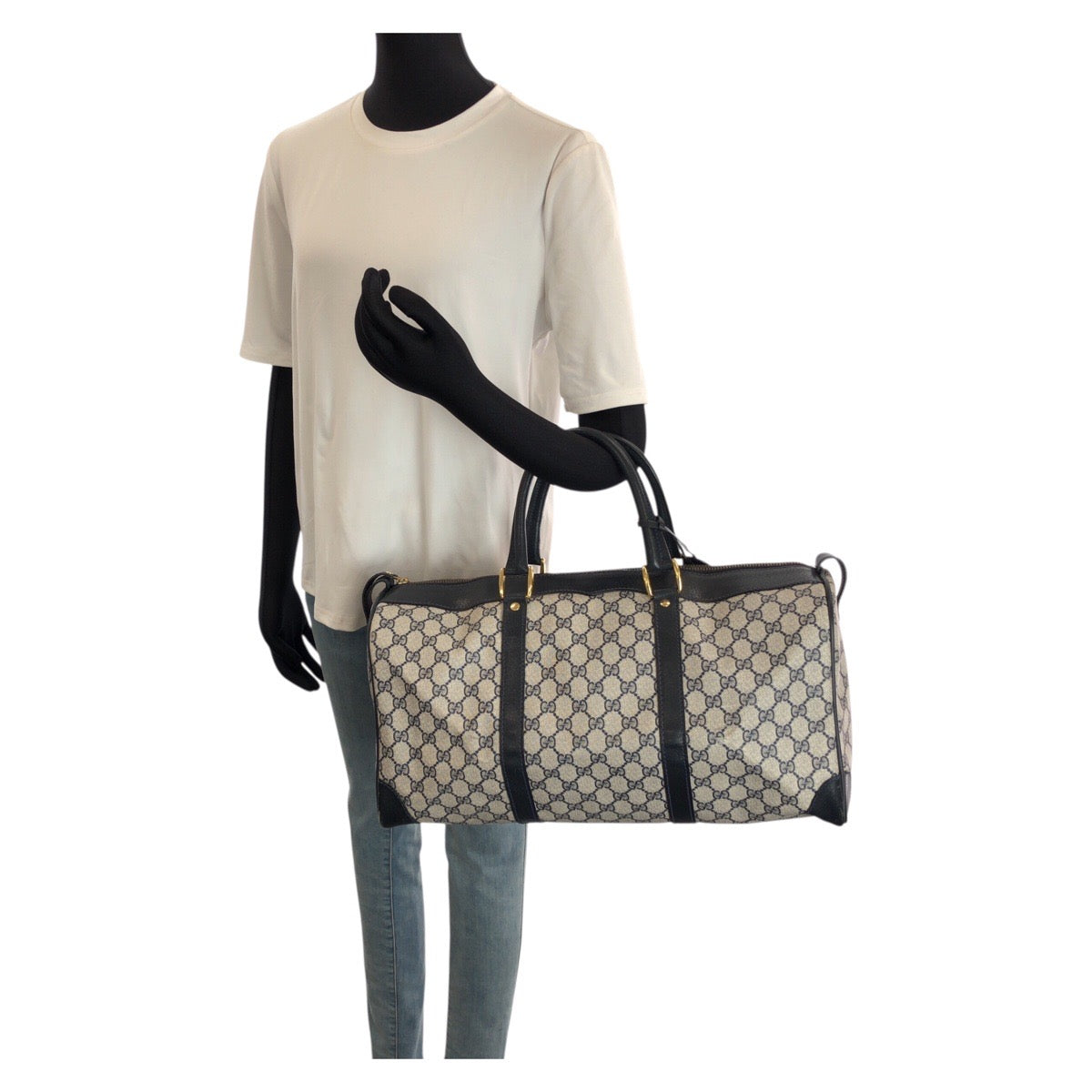 25200
GUCCI グッチ ヴィンテージ オールドグッチ ネイビー ゴールド金具 GGスプリームキャンバス / レザー 58 012 468 45 ボストンバッグ トラベルバッグ レディース AB35