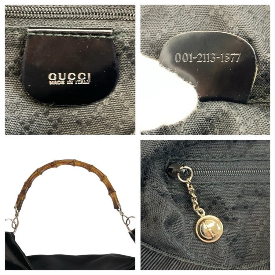 25202
GUCCI グッチ バンブー ブラック 黒 シルバー金具 ナイロン 001 2113 1577 ショルダーバッグ レディース AB20