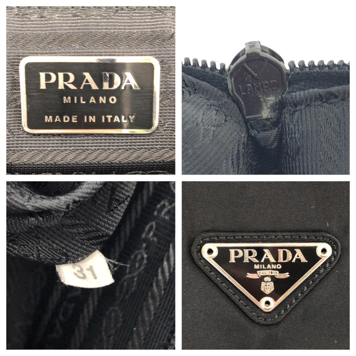 25203
PRADA プラダ テスート 三角ロゴプレート ブラック 黒 シルバー金具 ナイロン / レザー ハンドバッグ ミニボストンバッグ レディース ABP35