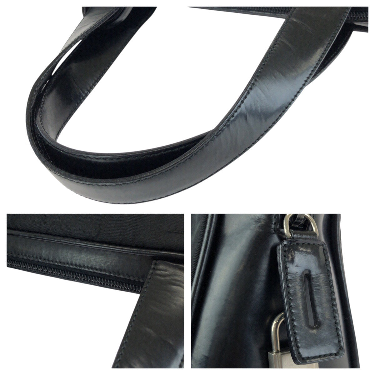 25203
PRADA プラダ テスート 三角ロゴプレート ブラック 黒 シルバー金具 ナイロン / レザー ハンドバッグ ミニボストンバッグ レディース ABP35
