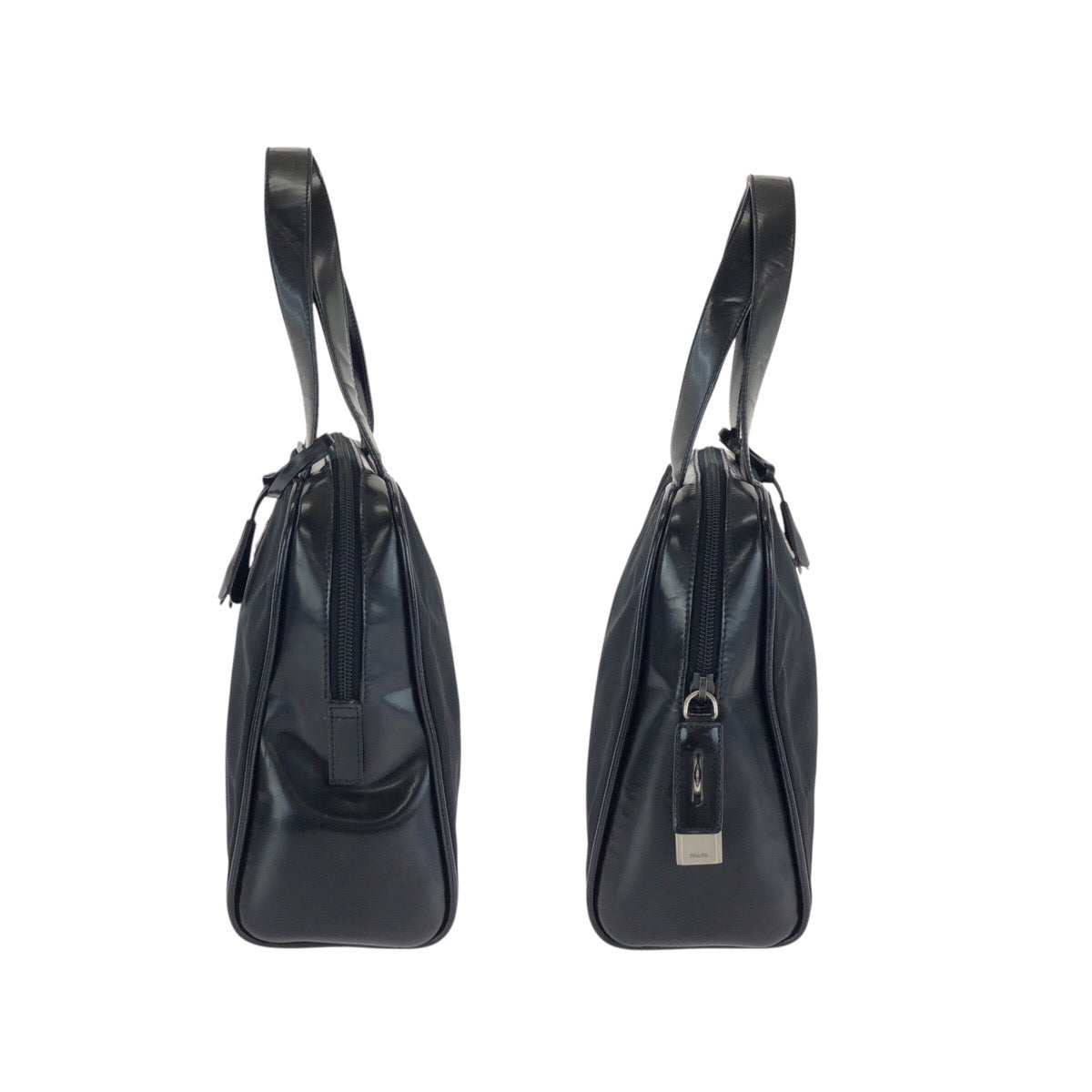25203
PRADA プラダ テスート 三角ロゴプレート ブラック 黒 シルバー金具 ナイロン / レザー ハンドバッグ ミニボストンバッグ レディース ABP35
