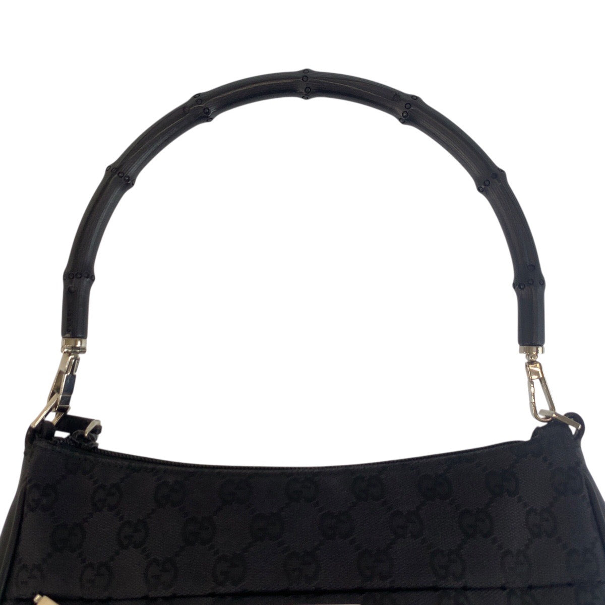 25204
GUCCI グッチ バンブー ブラック 黒 シルバー金具 GGキャンバス 001 3865 ハンドバッグ ショルダーバッグ レディース ABP42
