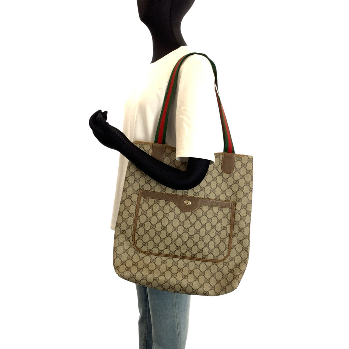 25206
GUCCI グッチ ヴィンテージ シェリーライン ブラウン ベージュ GGスプリームキャンバス 39 02 003 トートバッグ ショルダーバッグ レディース AB20