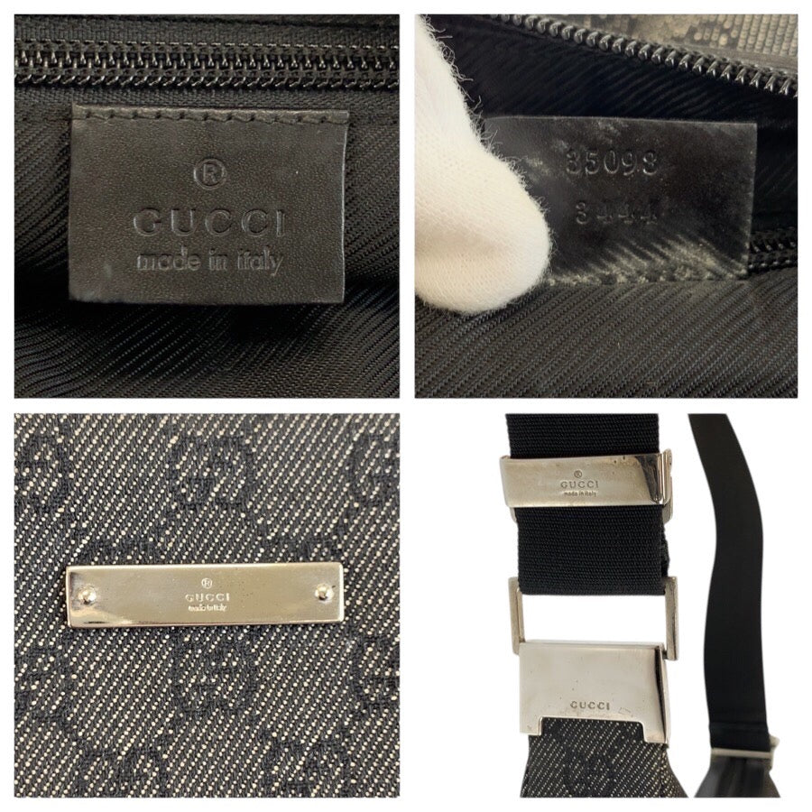 25207
GUCCI グッチ ブラック 黒 シルバー金具 GGキャンバス 35098 ショルダーバッグ ポシェット レディース A42