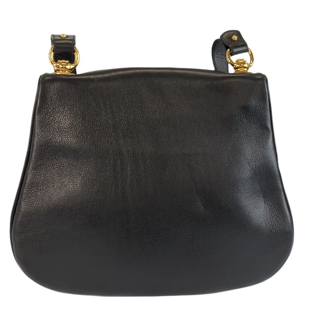 25208
GUCCI グッチ ヴィンテージ インターロッキング ブラック 黒 ゴールド金具 レザー ショルダーバッグ レディース A70