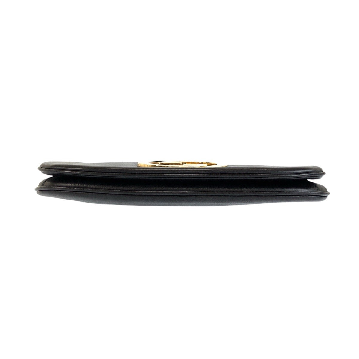 25208
GUCCI グッチ ヴィンテージ インターロッキング ブラック 黒 ゴールド金具 レザー ショルダーバッグ レディース A70