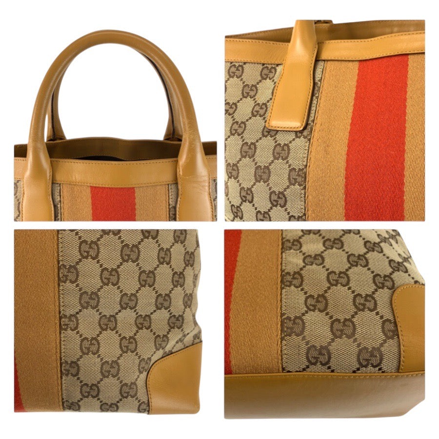 25209
GUCCI グッチ シェリーライン ベージュ GGキャンバス / レザー 0021093 トートバッグ ハンドバッグ レディース AB28