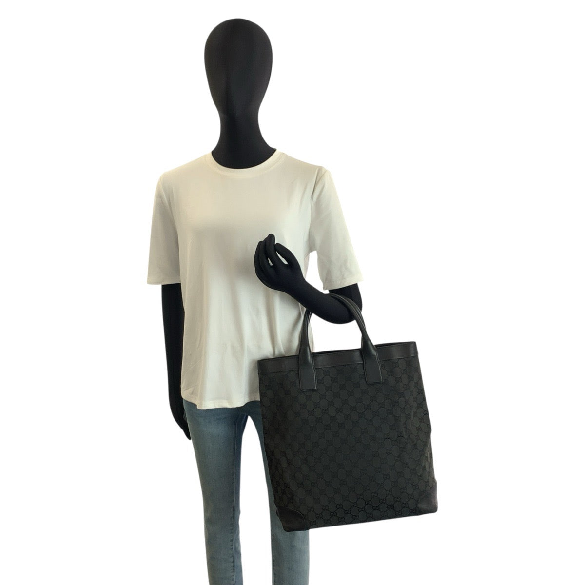25210
GUCCI グッチ ブラック 黒 GGキャンバス / レザー 002 1121 トートバッグ ハンドバッグ レディース AB28