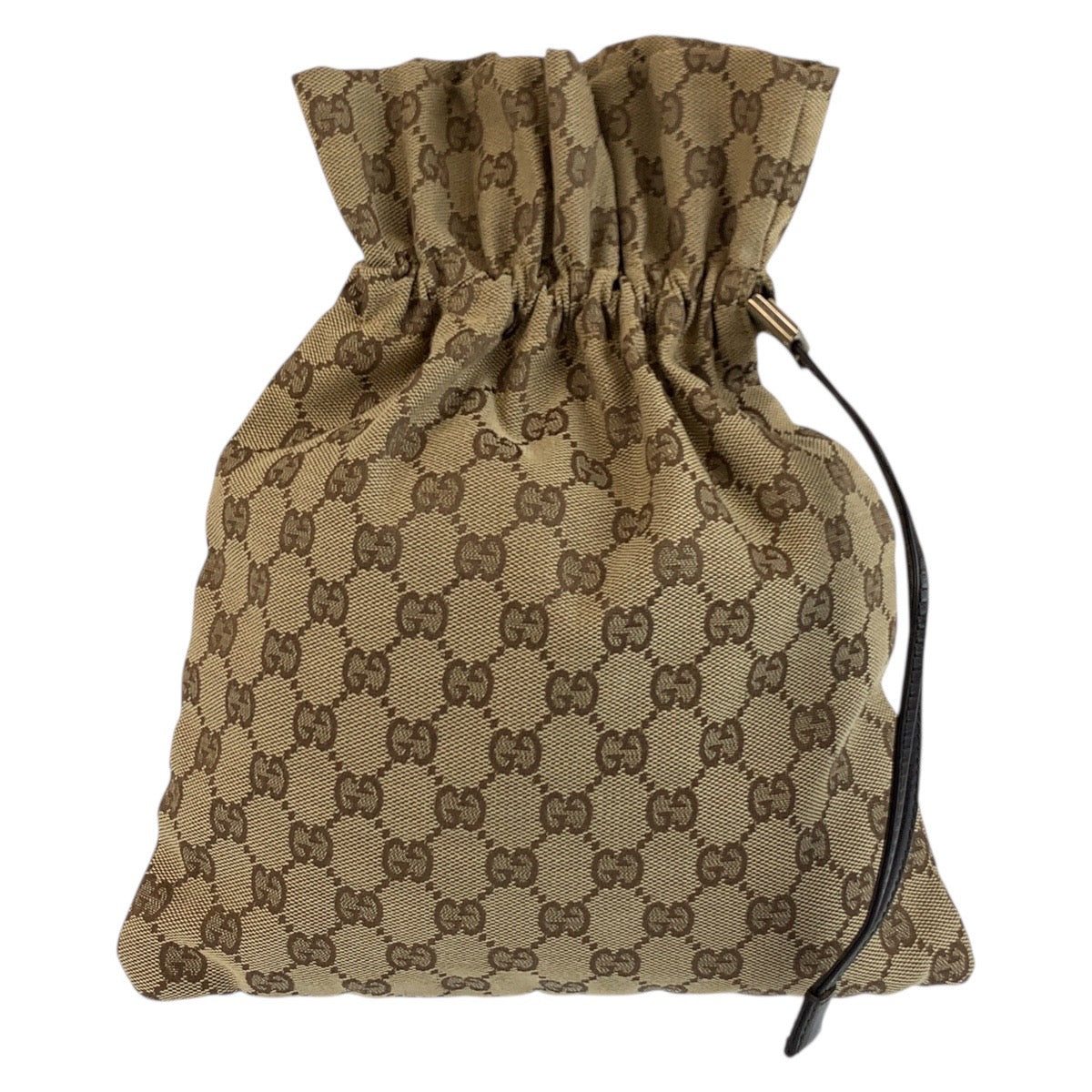 25211
GUCCI グッチ ベージュ ブラウン GGキャンバス 014 1137 巾着ポーチ レディース AB20