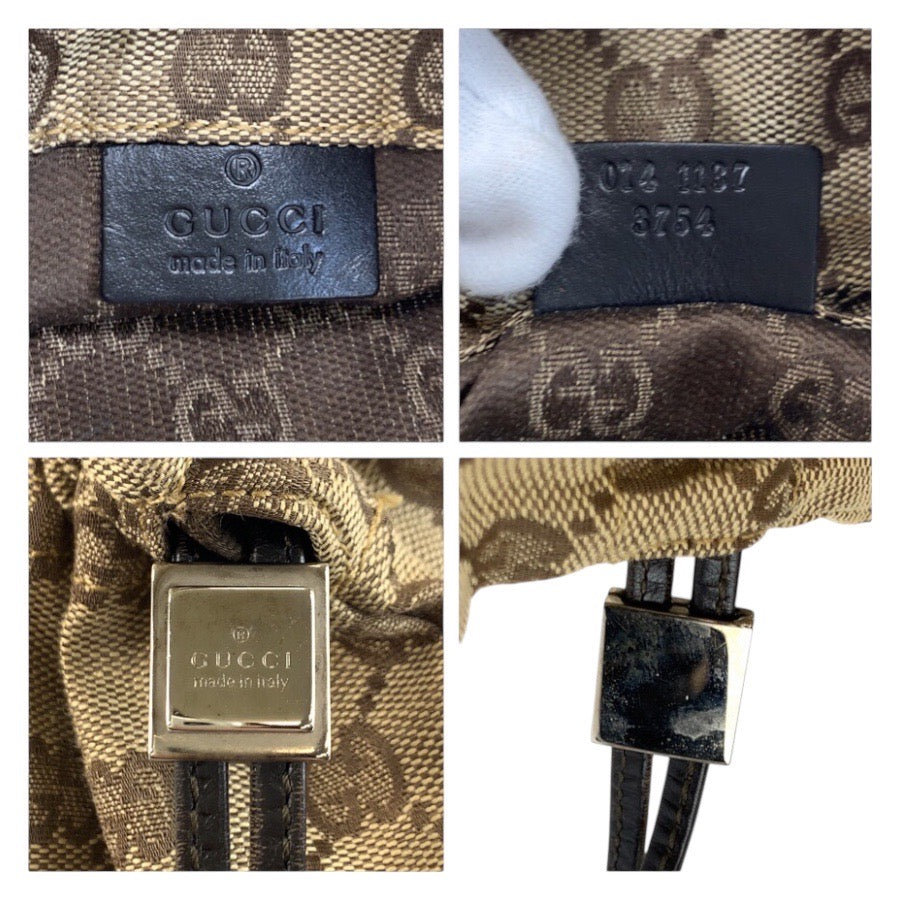 25211
GUCCI グッチ ベージュ ブラウン GGキャンバス 014 1137 巾着ポーチ レディース AB20