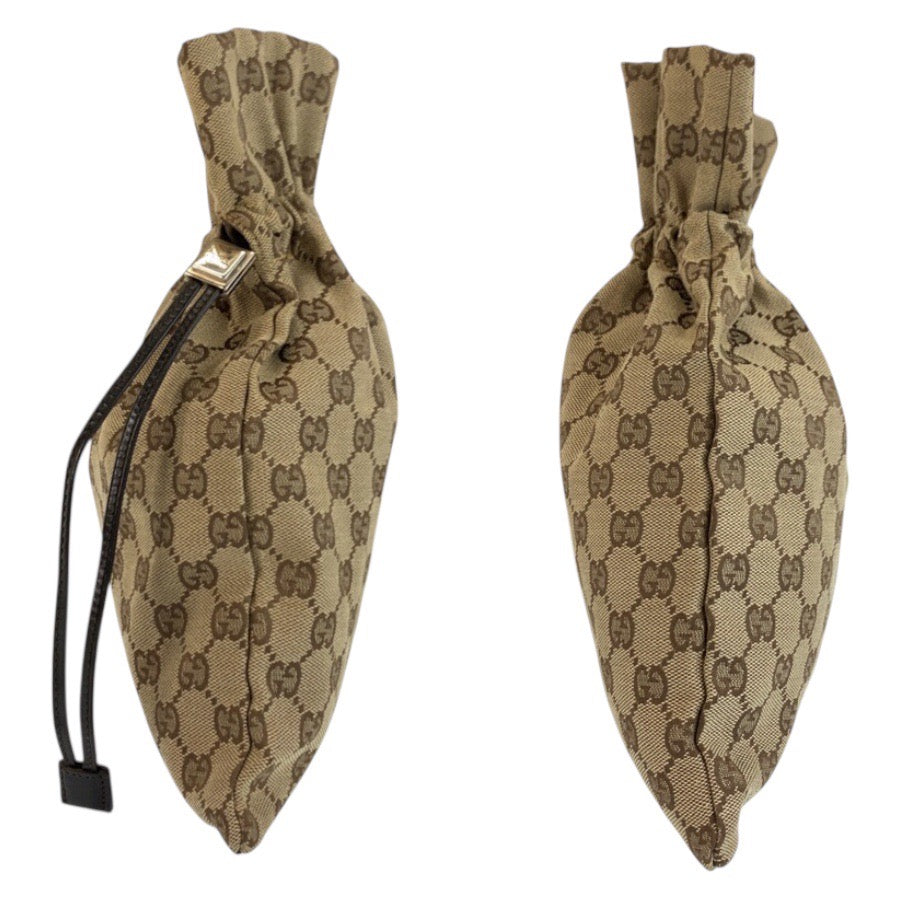 25211
GUCCI グッチ ベージュ ブラウン GGキャンバス 014 1137 巾着ポーチ レディース AB20