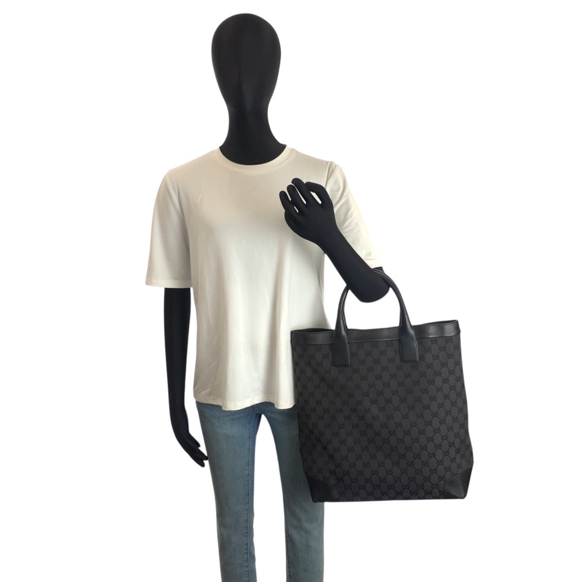 25212
GUCCI グッチ ブラック 黒 GGキャンバス / レザー 002 1121 トートバッグ ハンドバッグ レディース ABP35