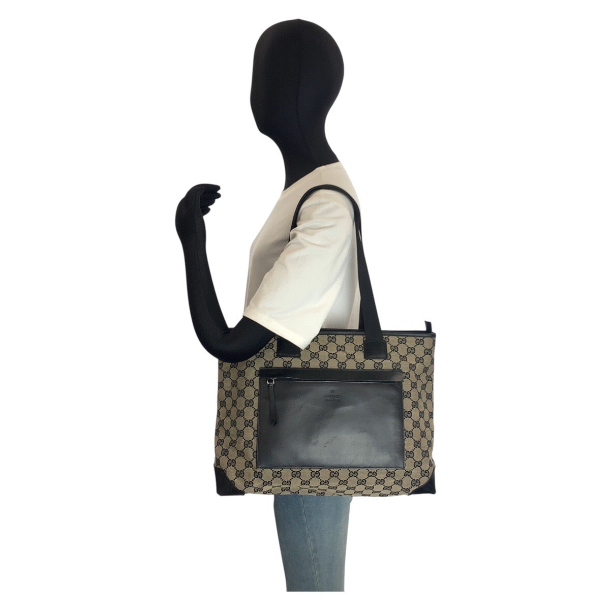 25213
GUCCI グッチ ブラック 黒 GGキャンバス / レザー 019 0426 トートバッグ ショルダーバッグ レディース ABP35