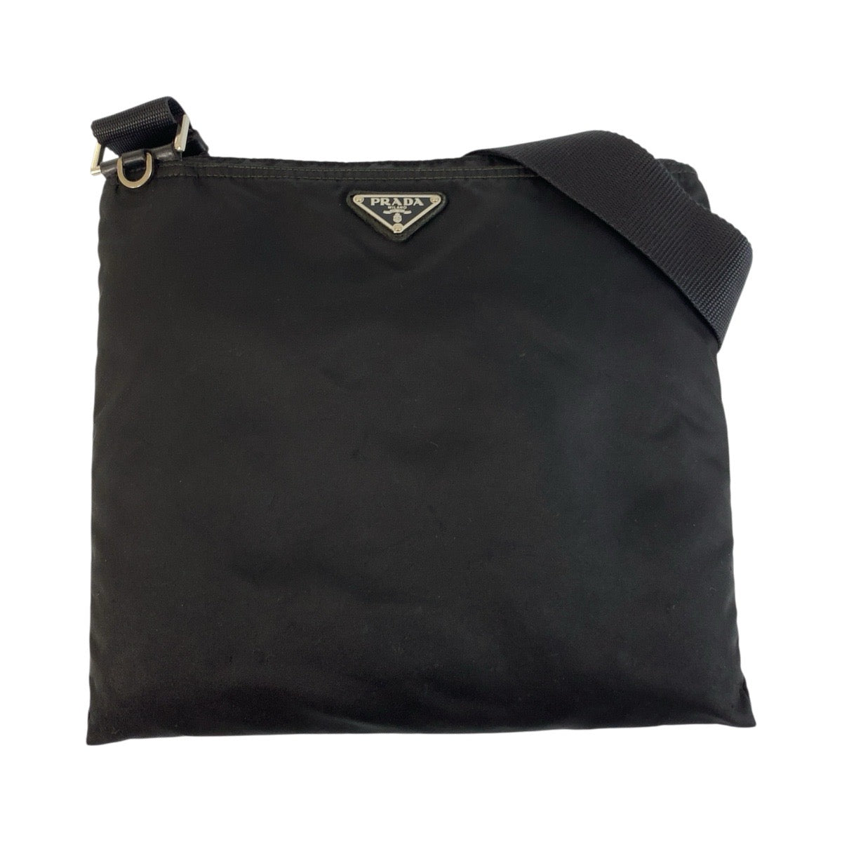 25215
PRADA プラダ テスート 三角ロゴプレート ブラック 黒 シルバー金具 ナイロン ショルダーバッグ メッセンジャーバッグ レディース AB28