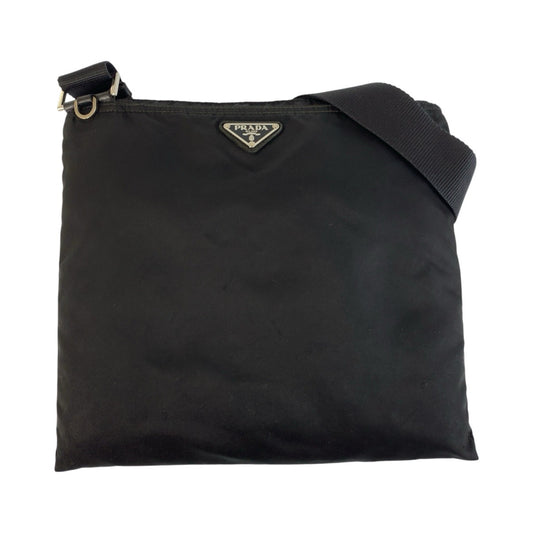 25215
PRADA プラダ テスート 三角ロゴプレート ブラック 黒 シルバー金具 ナイロン ショルダーバッグ メッセンジャーバッグ レディース AB28