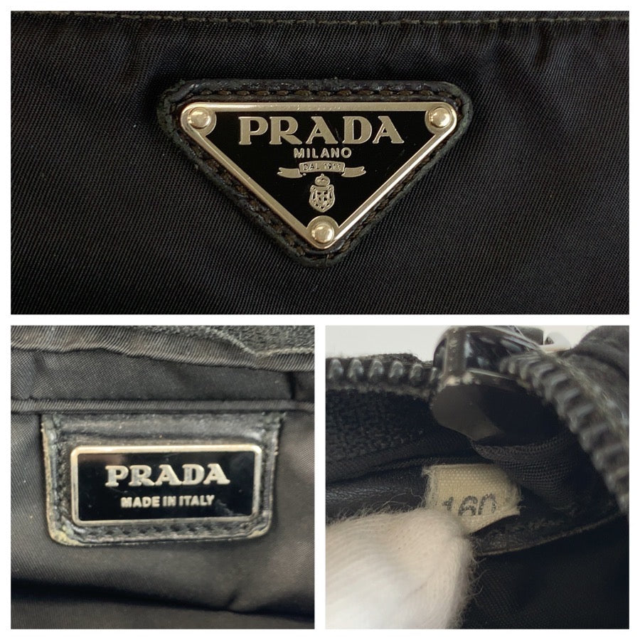 25215
PRADA プラダ テスート 三角ロゴプレート ブラック 黒 シルバー金具 ナイロン ショルダーバッグ メッセンジャーバッグ レディース AB28