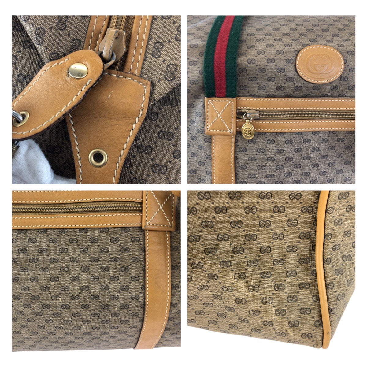 25216
GUCCI グッチ ヴィンテージ オールドグッチ シェリーライン マイクロGG ベージュ ゴールド金具 PVC / レザー 012 39 0079 ボストンバッグ トラベルバッグ メンズ ABP42