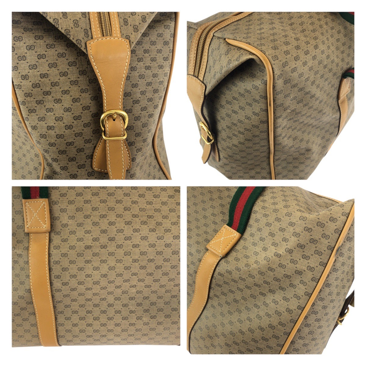 25216
GUCCI グッチ ヴィンテージ オールドグッチ シェリーライン マイクロGG ベージュ ゴールド金具 PVC / レザー 012 39 0079 ボストンバッグ トラベルバッグ メンズ ABP42