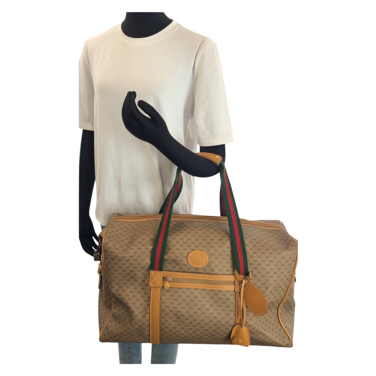 25216
GUCCI グッチ ヴィンテージ オールドグッチ シェリーライン マイクロGG ベージュ ゴールド金具 PVC / レザー 012 39 0079 ボストンバッグ トラベルバッグ メンズ ABP42