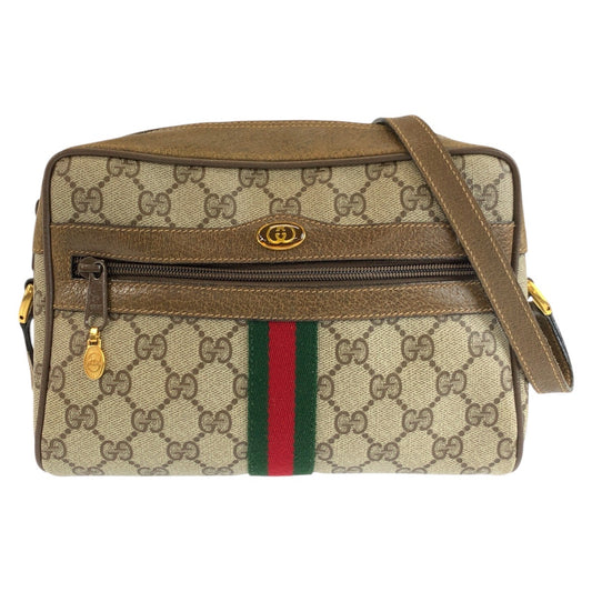 25218
GUCCI グッチ ヴィンテージ シェリーライン ベージュ ブラウン ゴールド金具 GGスプリームキャンバス / レザー 98 02 004 ショルダーバッグ ポシェット レディース ABP35