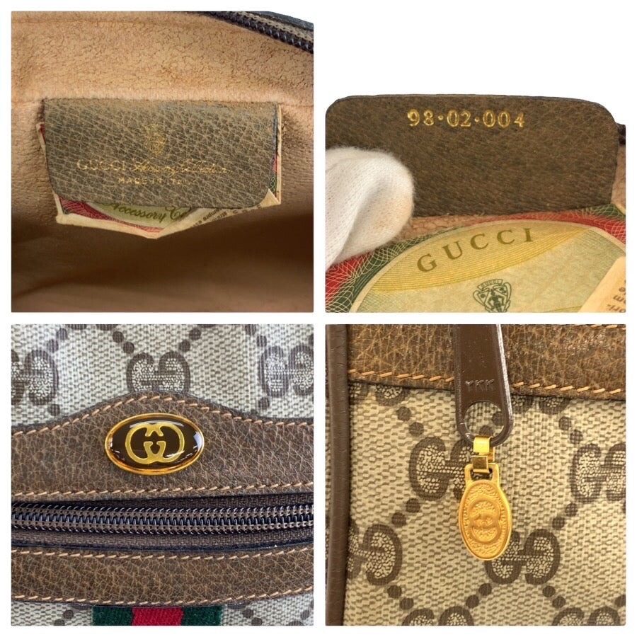 25218
GUCCI グッチ ヴィンテージ シェリーライン ベージュ ブラウン ゴールド金具 GGスプリームキャンバス / レザー 98 02 004 ショルダーバッグ ポシェット レディース ABP35