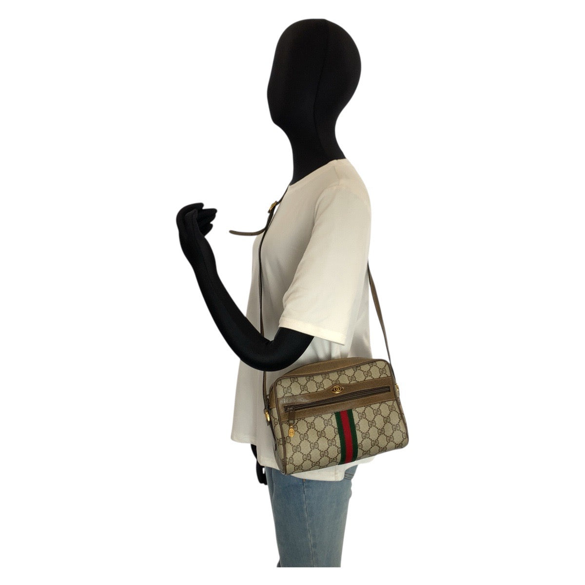 25218
GUCCI グッチ ヴィンテージ シェリーライン ベージュ ブラウン ゴールド金具 GGスプリームキャンバス / レザー 98 02 004 ショルダーバッグ ポシェット レディース ABP35