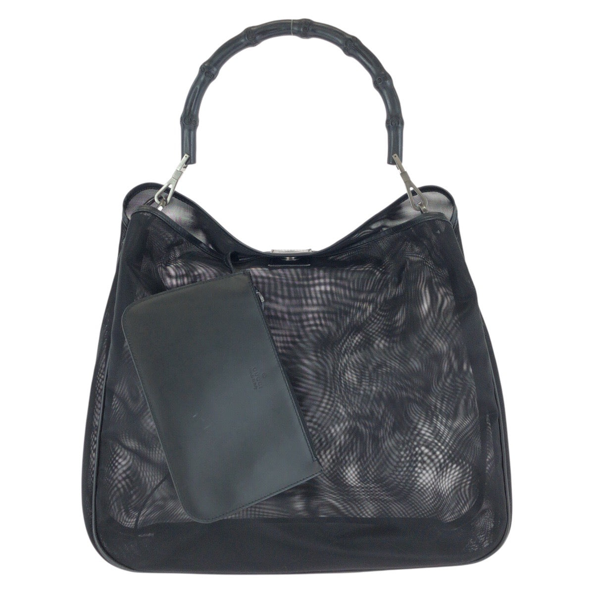 25221
GUCCI グッチ バンブー ブラック 黒 ガンメタ金具 ナイロン / レザー 001 5577 トートバッグ ショルダーバッグ レディース A35