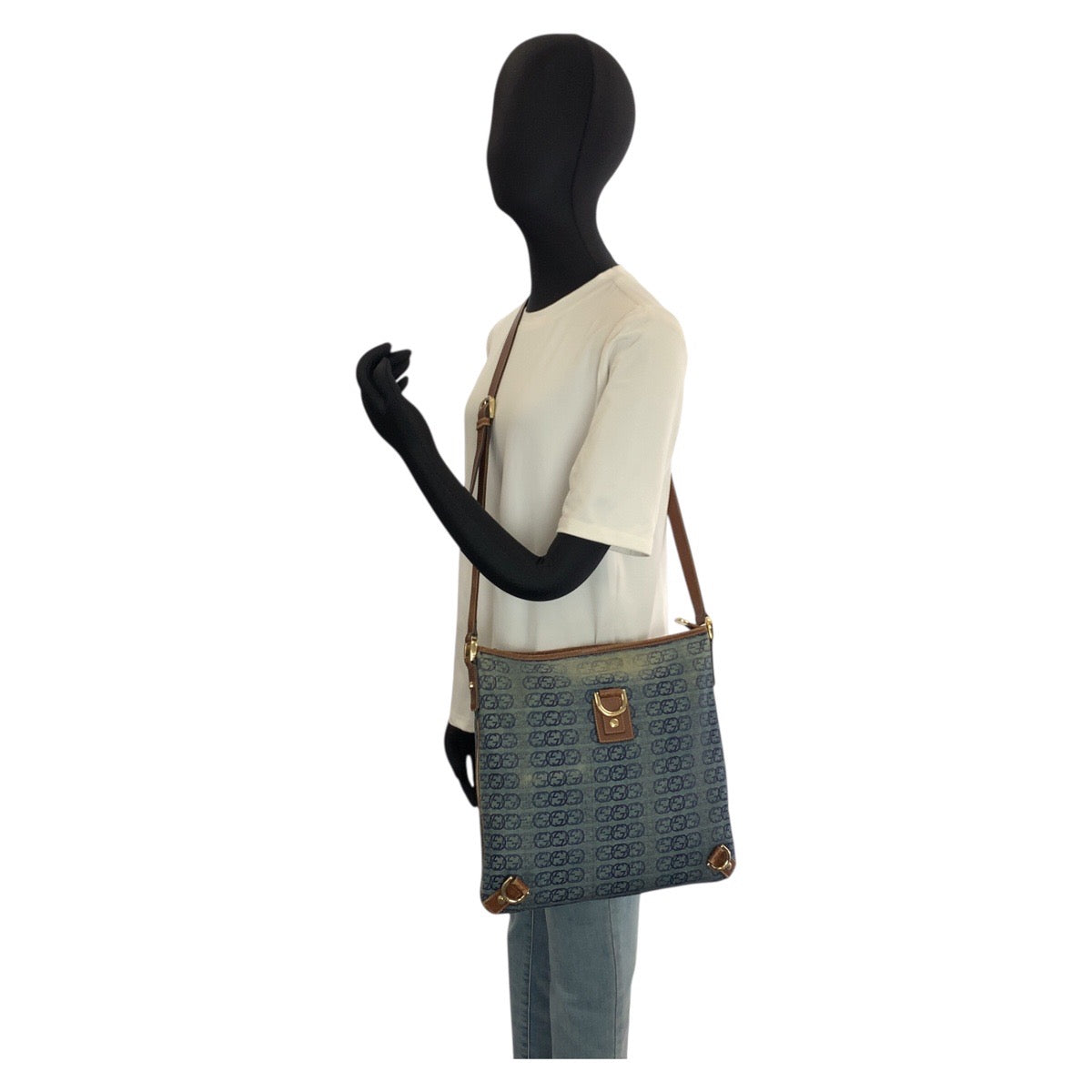 25222
GUCCI グッチ インターロッキング アビー ブルー ブラウン ゴールド金具 キャンバス 131326 ショルダーバッグ メッセンジャーバッグ レディース AB35