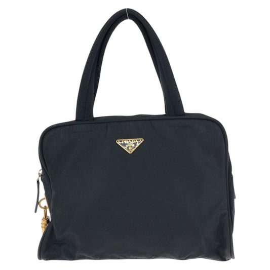 25223
PRADA プラダ テスート 三角ロゴプレート ブラック 黒 ゴールド金具 ナイロン / レザー トートバッグ ハンドバッグ レディース AB28