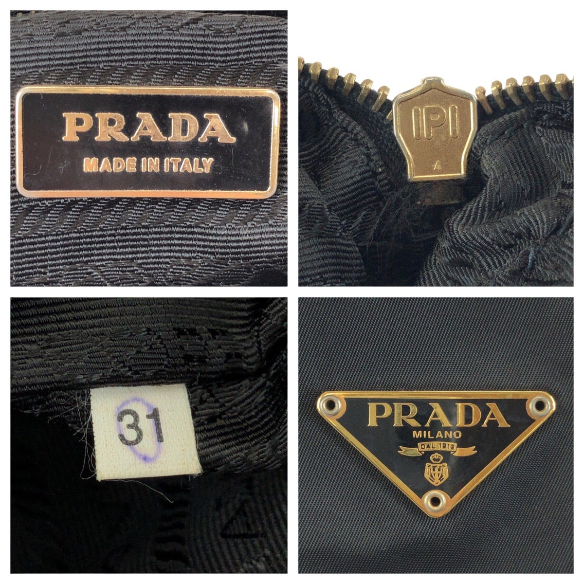 25223
PRADA プラダ テスート 三角ロゴプレート ブラック 黒 ゴールド金具 ナイロン / レザー トートバッグ ハンドバッグ レディース AB28