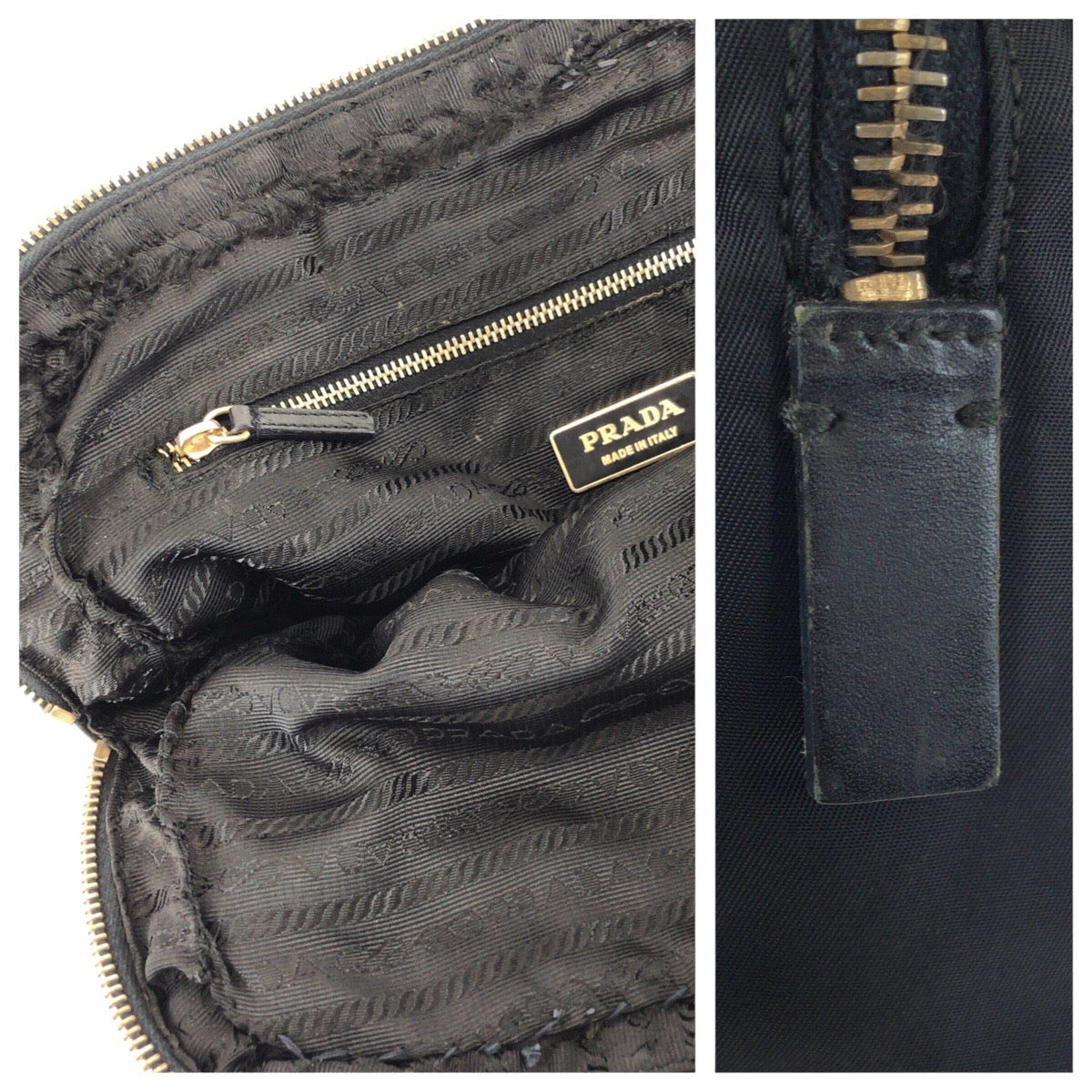 25223
PRADA プラダ テスート 三角ロゴプレート ブラック 黒 ゴールド金具 ナイロン / レザー トートバッグ ハンドバッグ レディース AB28