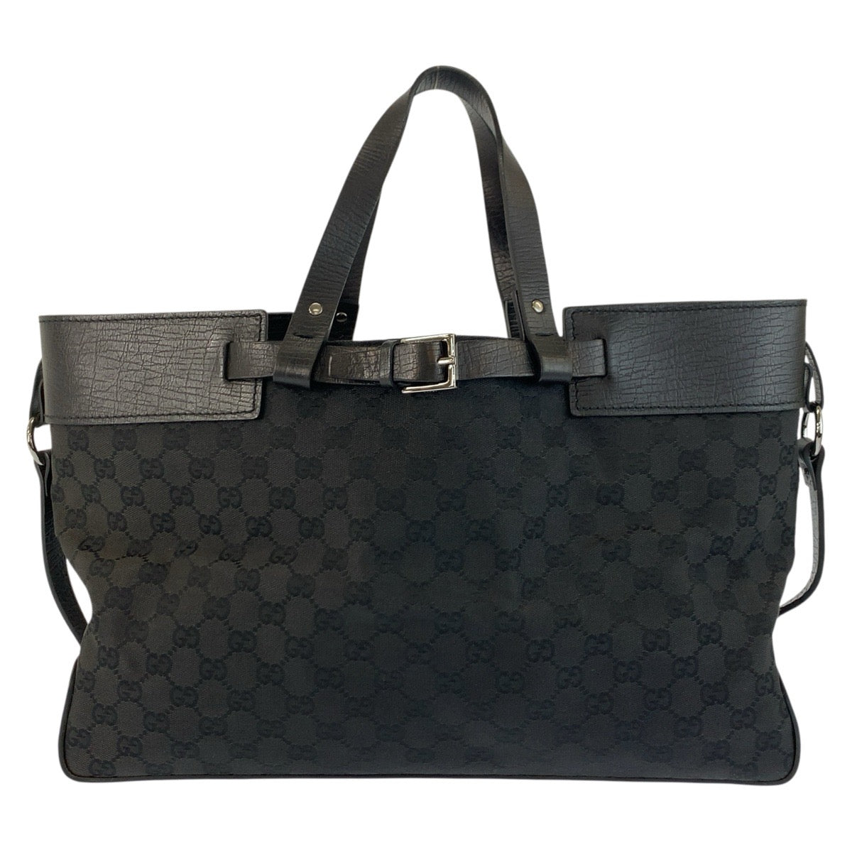 25225
GUCCI グッチ ブラック 黒 GGキャンバス / レザー 106251 トートバッグ ハンドバッグ レディース AB36