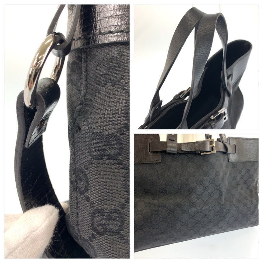 25225
GUCCI グッチ ブラック 黒 GGキャンバス / レザー 106251 トートバッグ ハンドバッグ レディース AB36