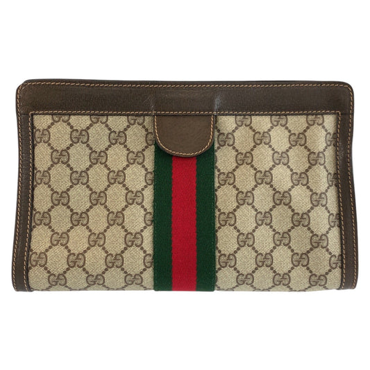 25227
GUCCI グッチ ヴィンテージ シェリーライン ベージュ ブラウン GGスプリームキャンバス / レザー 41 014 2125 28 クラッチバッグ セカンドバッグ レディース ABP28