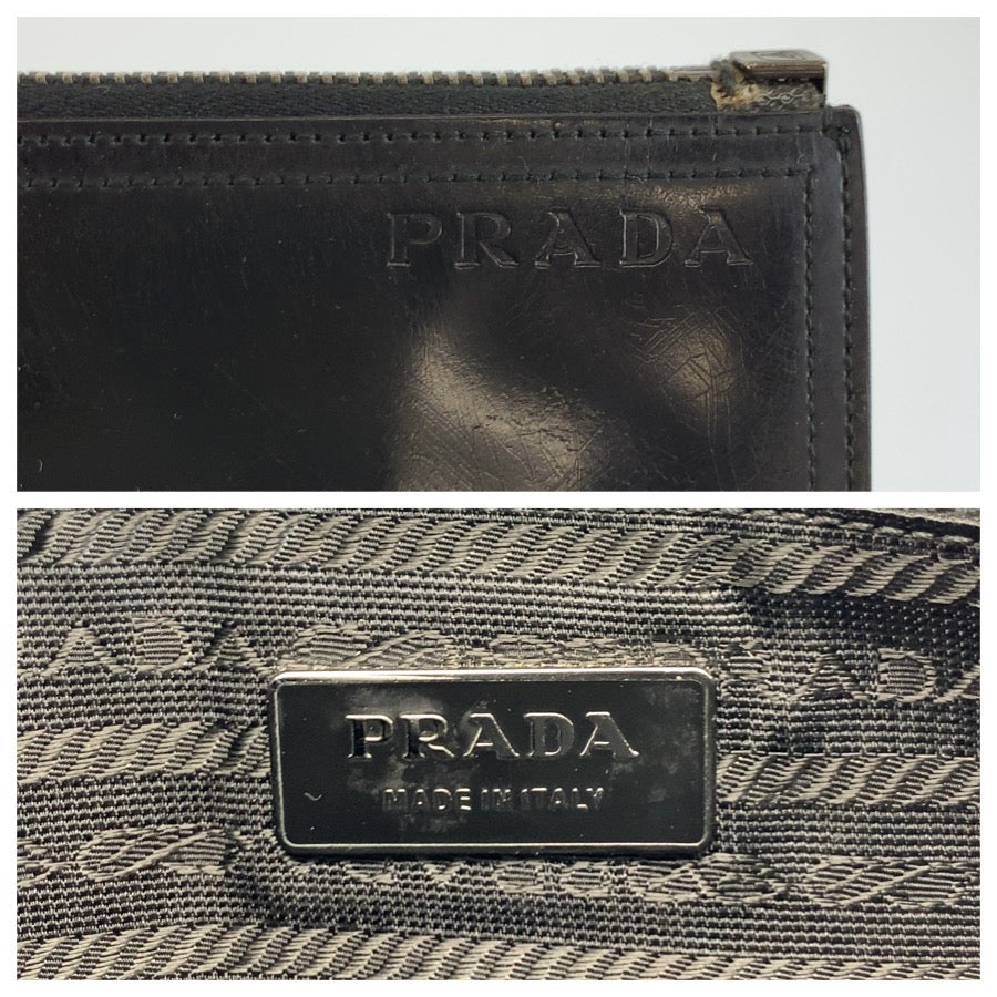 25228
PRADA プラダ ブラック 黒 シルバー金具 エナメル ハンドバッグ トートバッグ レディース AB35