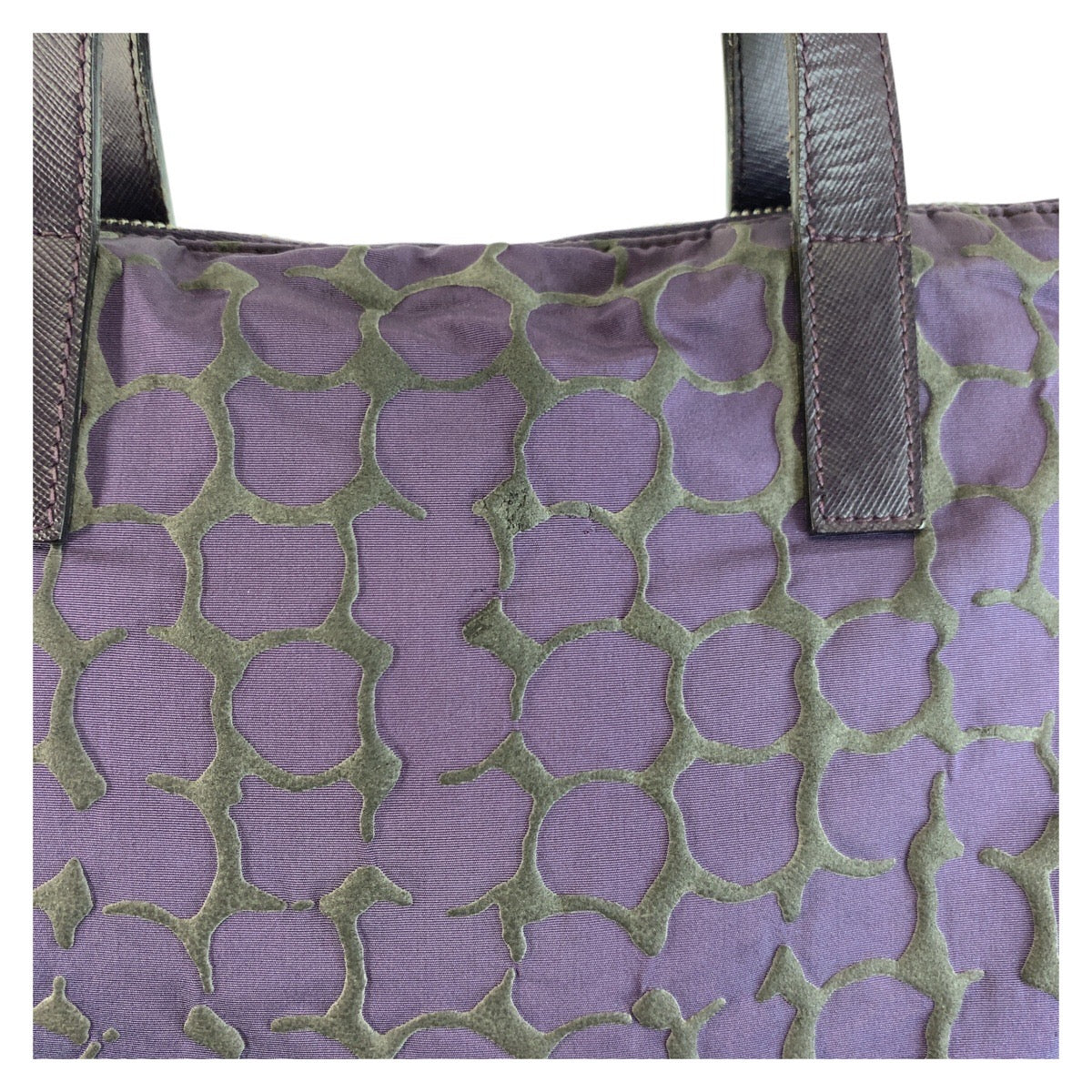 25229
PRADA プラダ 三角ロゴプレート パープル シルバー金具 ナイロン / レザー トートバッグ ショルダーバッグ レディース AB35