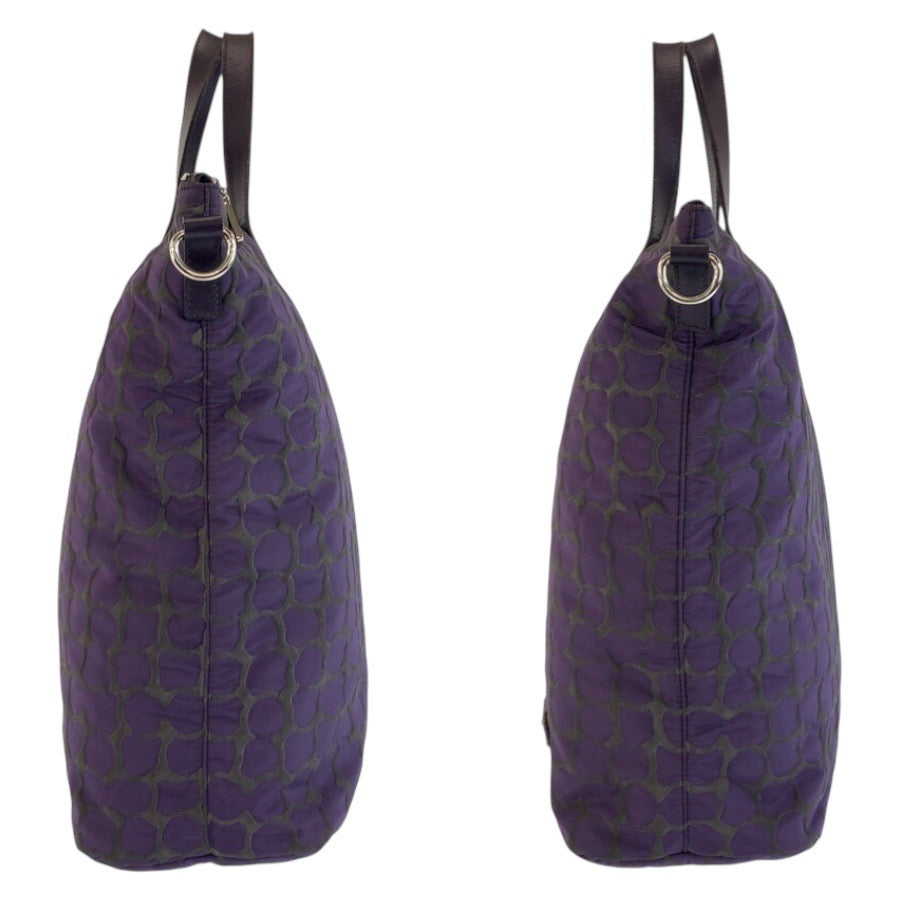 25229
PRADA プラダ 三角ロゴプレート パープル シルバー金具 ナイロン / レザー トートバッグ ショルダーバッグ レディース AB35