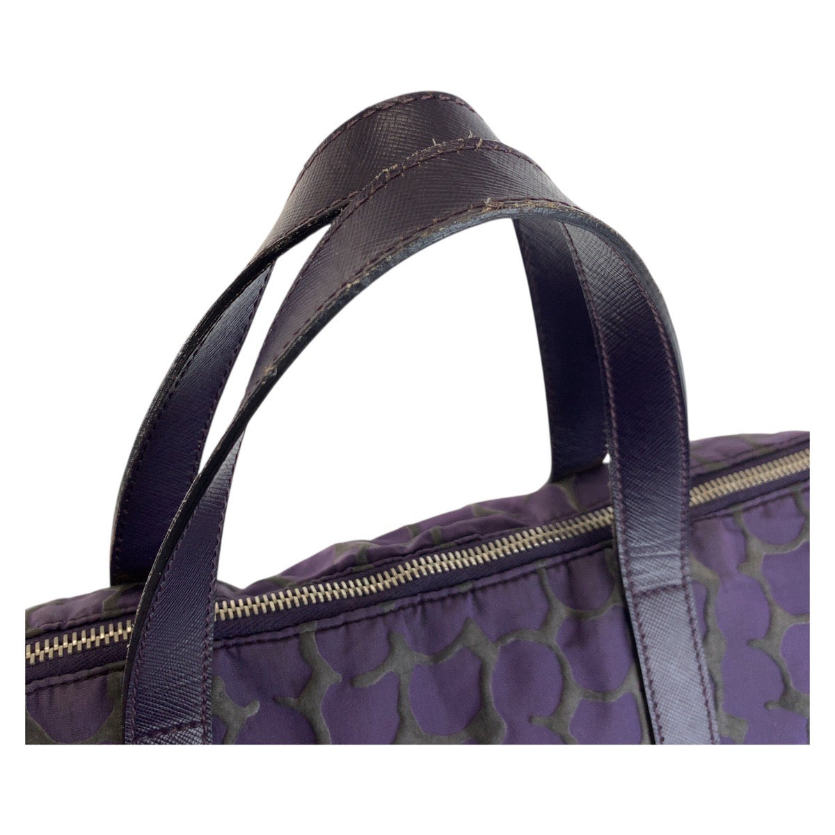 25229
PRADA プラダ 三角ロゴプレート パープル シルバー金具 ナイロン / レザー トートバッグ ショルダーバッグ レディース AB35