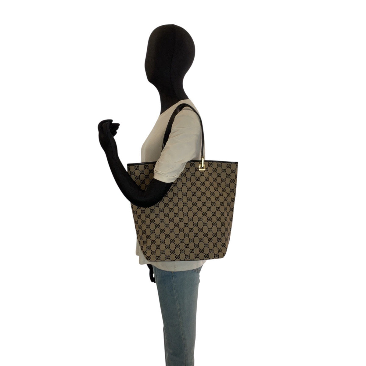 25230
GUCCI グッチ ブラック 黒 ゴールド金具 GGキャンバス / レザー 002 1098 トートバッグ ショルダーバッグ レディース A42