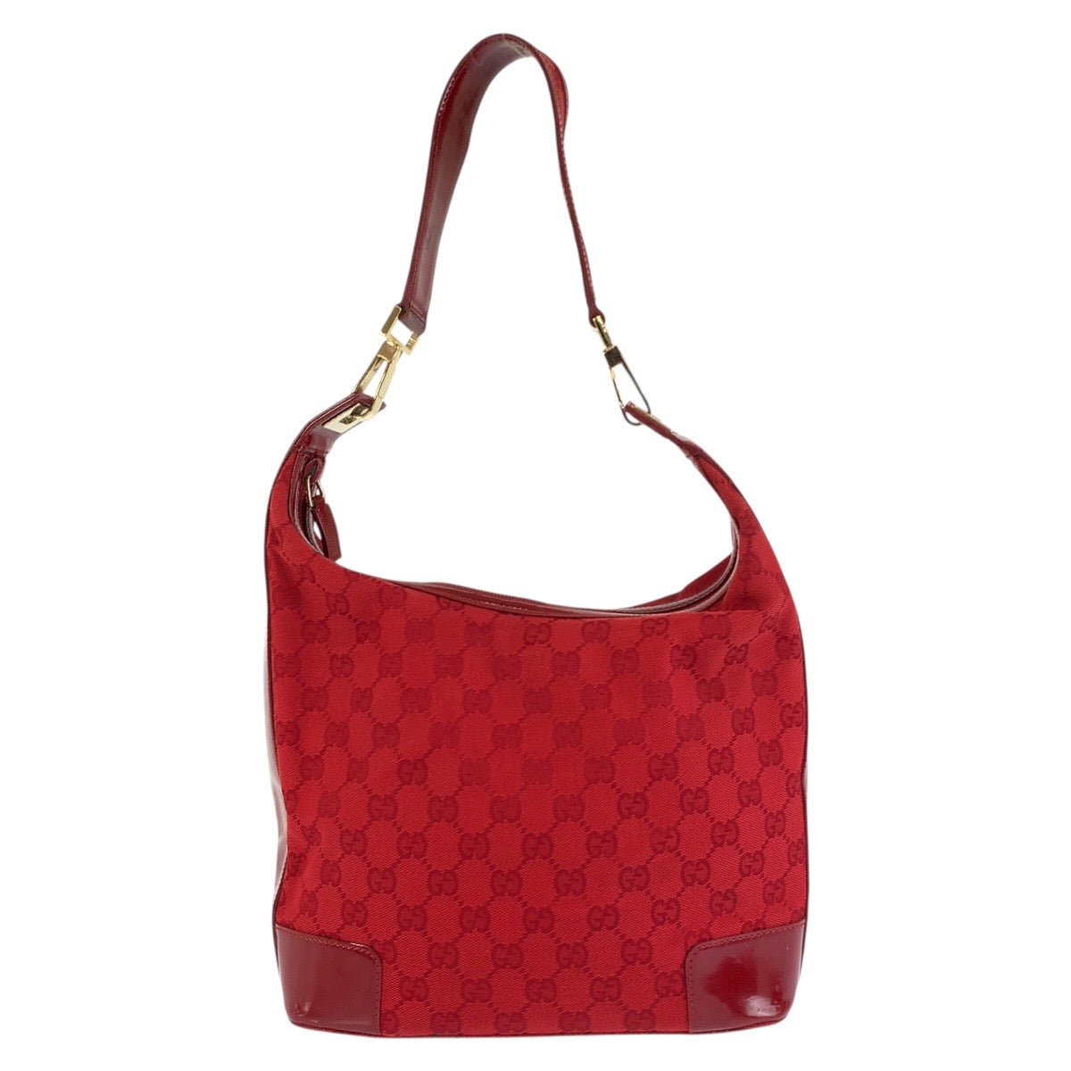 25231
GUCCI グッチ レッド ゴールド金具 GGキャンバス / エナメル 001 4204 ホーボー ショルダーバッグ レディース AB40