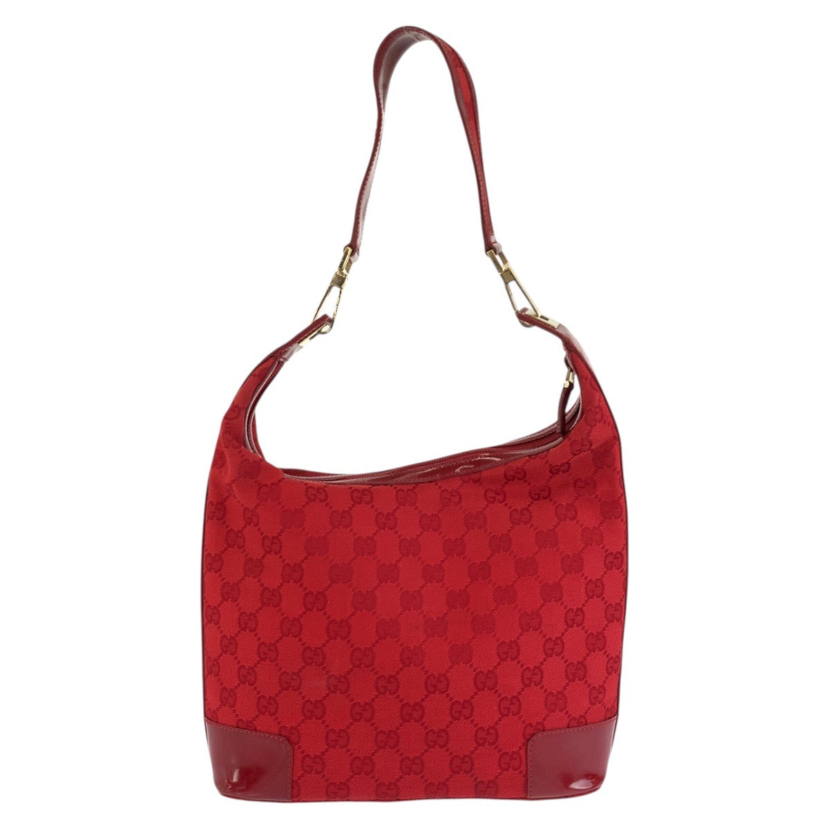 25231
GUCCI グッチ レッド ゴールド金具 GGキャンバス / エナメル 001 4204 ホーボー ショルダーバッグ レディース AB40