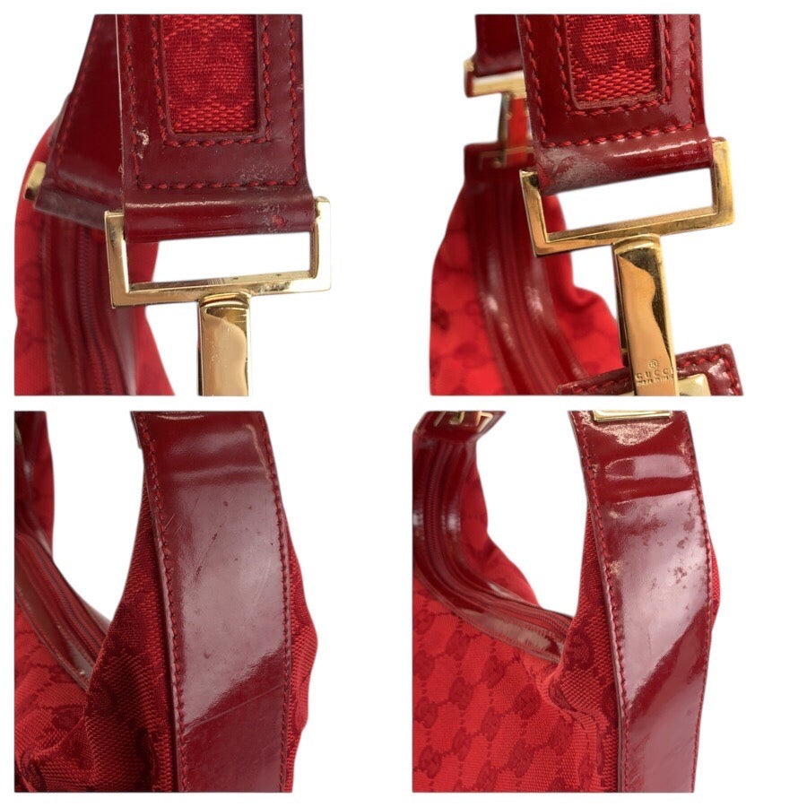 25231
GUCCI グッチ レッド ゴールド金具 GGキャンバス / エナメル 001 4204 ホーボー ショルダーバッグ レディース AB40