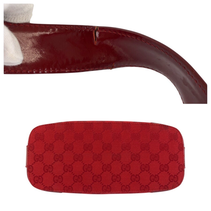 25231
GUCCI グッチ レッド ゴールド金具 GGキャンバス / エナメル 001 4204 ホーボー ショルダーバッグ レディース AB40