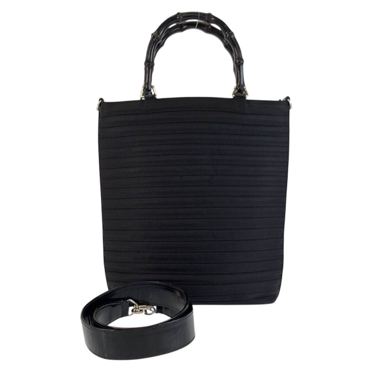 25232
GUCCI グッチ バンブー ブラック 黒 シルバー金具 ナイロン 002 1998 0353 トートバッグ ショルダーバッグ レディース ABP28