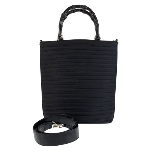 25232
GUCCI グッチ バンブー ブラック 黒 シルバー金具 ナイロン 002 1998 0353 トートバッグ ショルダーバッグ レディース ABP28