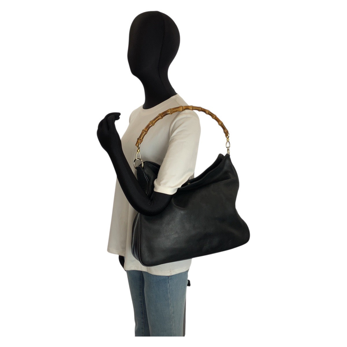 25233
GUCCI グッチ バンブー ブラック 黒 レザー 001 1014 1577 5 ショルダーバッグ レディース AB28